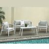 L.H GARDEN SET OF 4 GARDEN LOUNGE ALUMINUM WITH WATERPROOF FABRIC AND ROPE TYING