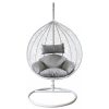 GIGLIO RATTAN CLOSED NEST CRADLE WHITE FRAME WITH BEIGE CUSHIONS