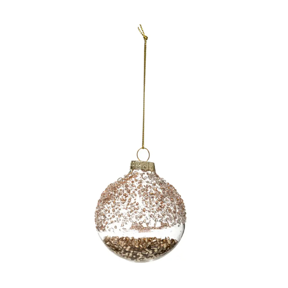 CHRISTMAS BALL TRANSPARENT WITH BRONZE DECORATION 6CM