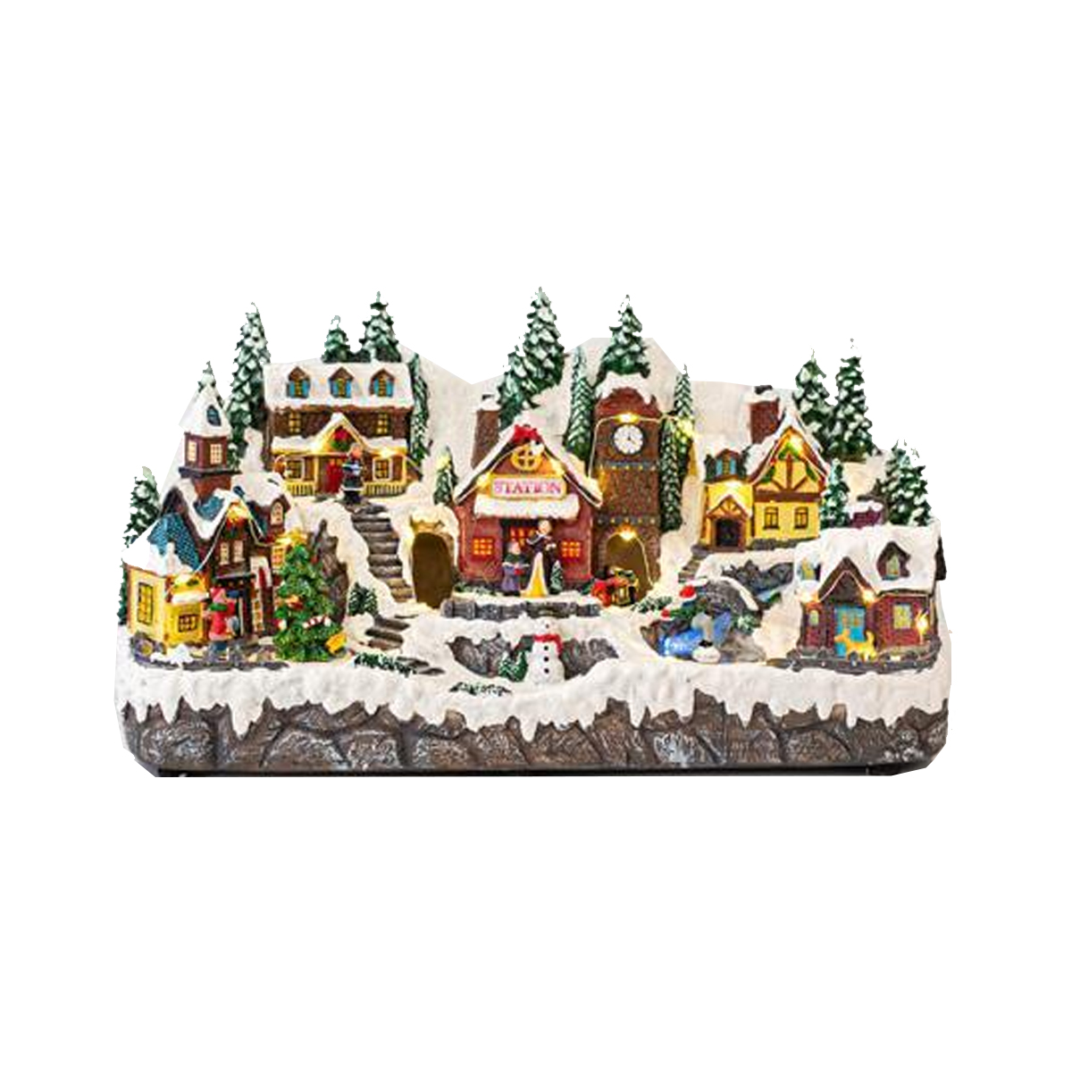 CHRISTMAS VILLAGE WITH LIGHT AND MOTION 43X20X24CM