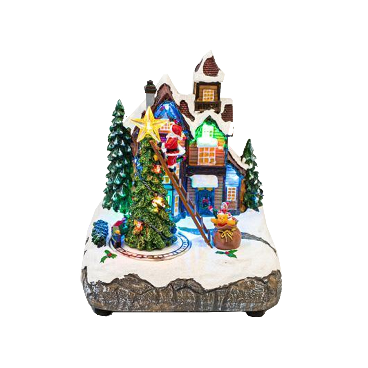 ΧΡΙΣΤΟΥΓΕΝΝΙΑΤΙΚΗ ΑΥΛΗ ΜΕ ΑΓΙΟ ΒΑΣΙΛΗ ΣΕ ΣΚΑΛΑ ΜΕ ΜΕΤΑΣΧΗΜΑΤΙΣΤΗ 13 LED ΜΕ ΜΟΥΣΙΚΗ ΚΑΙ ΚΙΝΗΣΗ 19X16X22CM