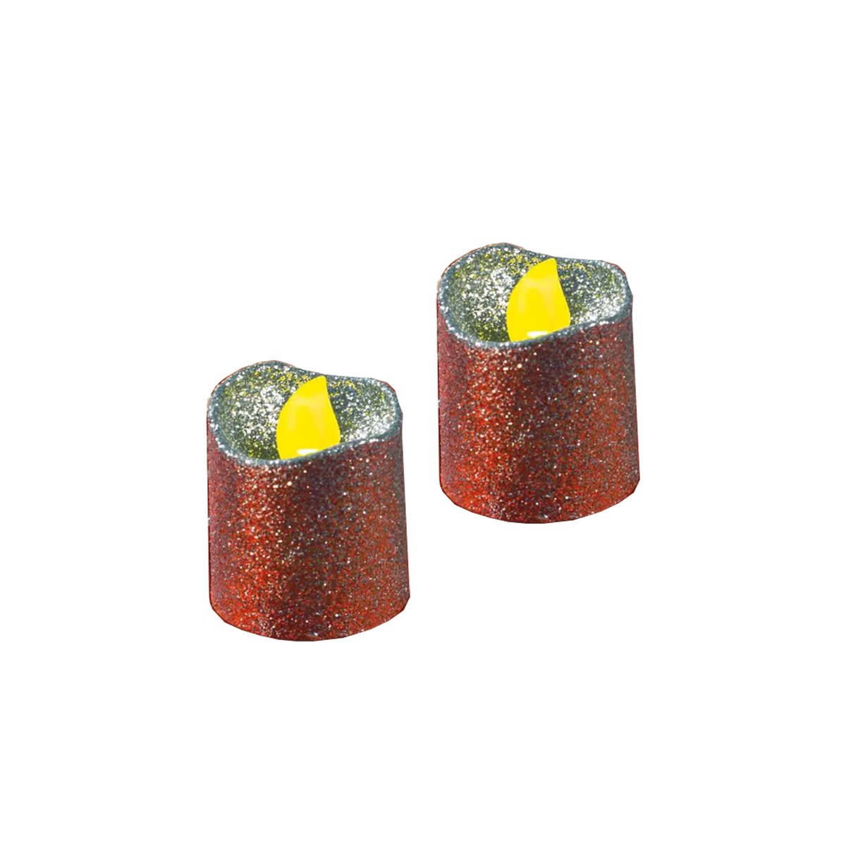CHRISTMAS CANDLES MINI LED GLITTER 2 PCS