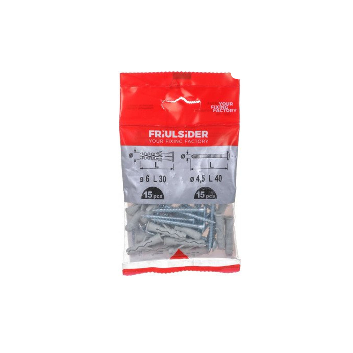 FRIULSIDER ΒΙΔΑ 6Χ30MM (4,5X40) ΜΕ ΡΟΜΠΛΑΞ 6MM EUROBLISTER 15 ΤΕΜ