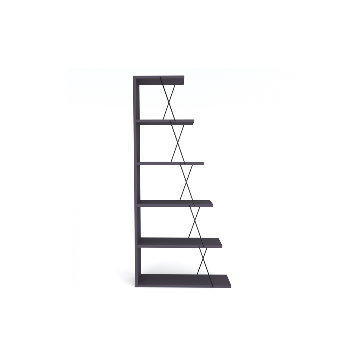 TARS MELAMINE BOOKCASE WITH METALLIC DETAILS