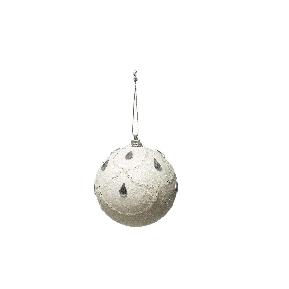 ΧΡΙΣΤΟΥΓΕΝΝΙΑΤΙΚΗ ΜΠΑΛΑ ΑΣΠΡΗ ΜΕ ΔΙΑΜΑΝΤΑΚΙΑ 8CM