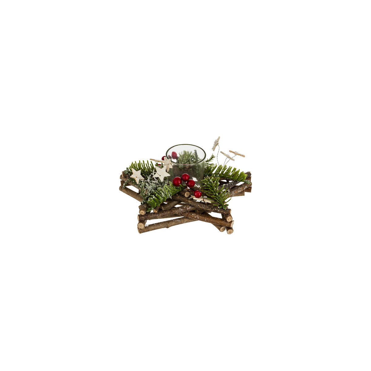 CHRISTMAS WOODEN CANDLEHOLDER SINGLE