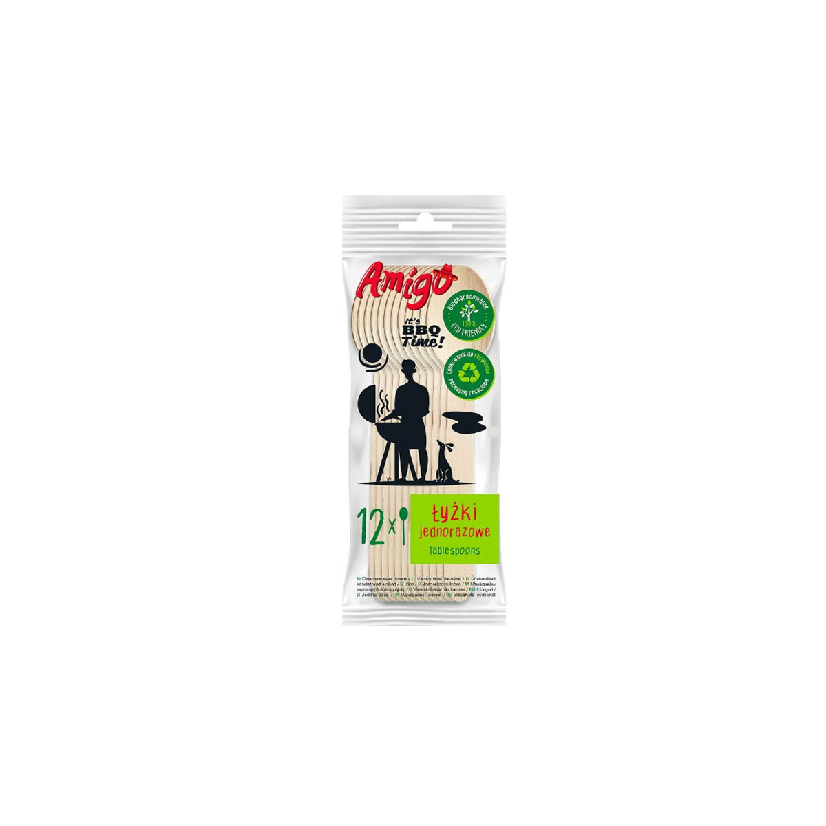 AMIGO DISPOSABLE WOODEN SPOONS 12 PCS