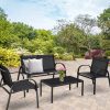 L.H  GARDEN LOUNGE 4 PCS. BLACK METAL FRAME GREY FABRIC - Image 2