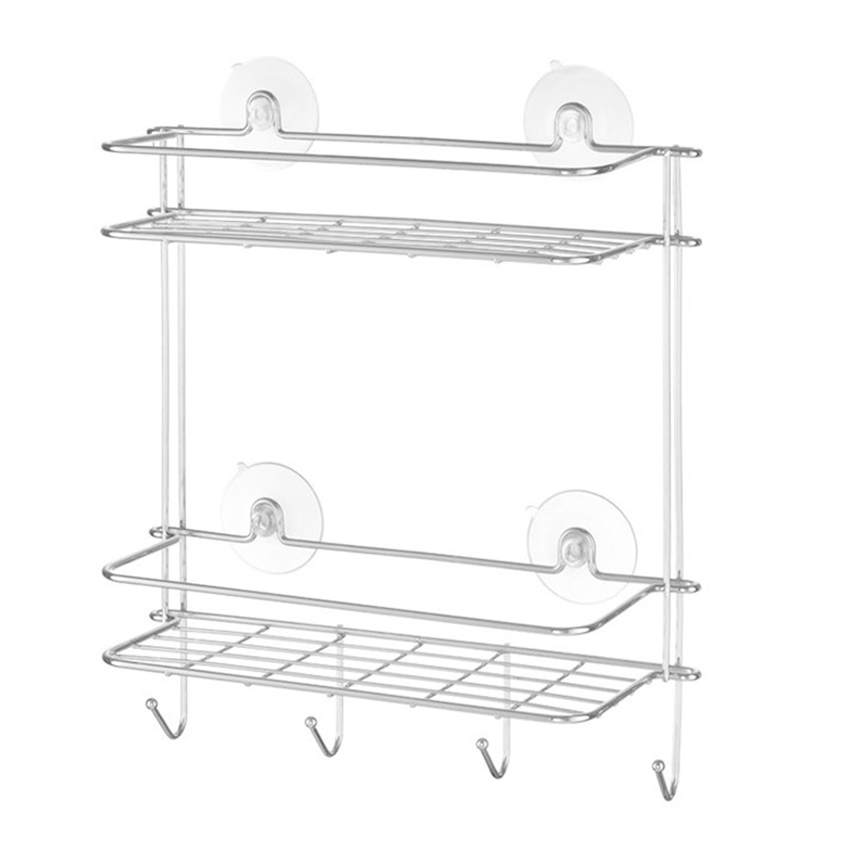 WALL BATHROOM SHELF DOUBLE NIAGARA SILVER METAL WITH SUITCASES