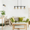 INDIANA PENDANT LIGHTING 4 LIGHT BLACK WITH WOODEN DETAIL - Image 3