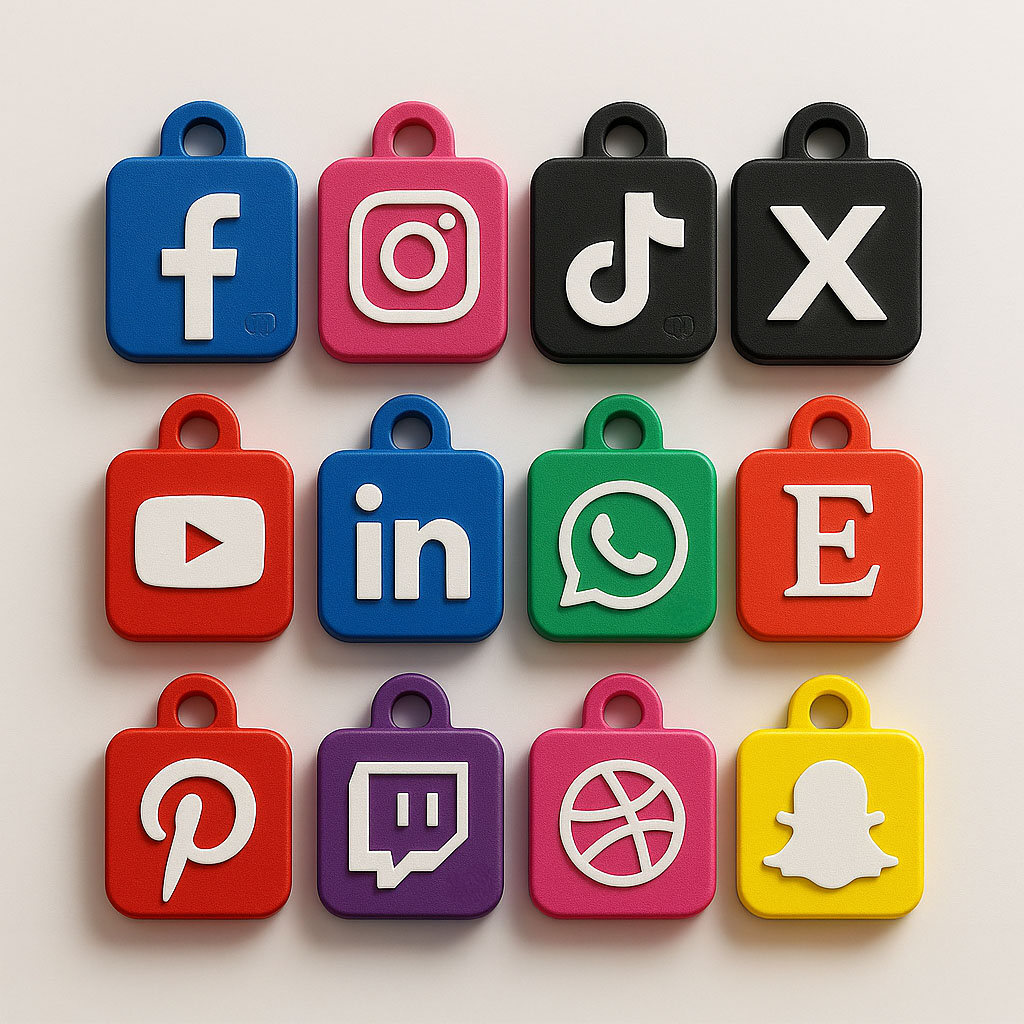 3D Printed Social Media NFC Keyring