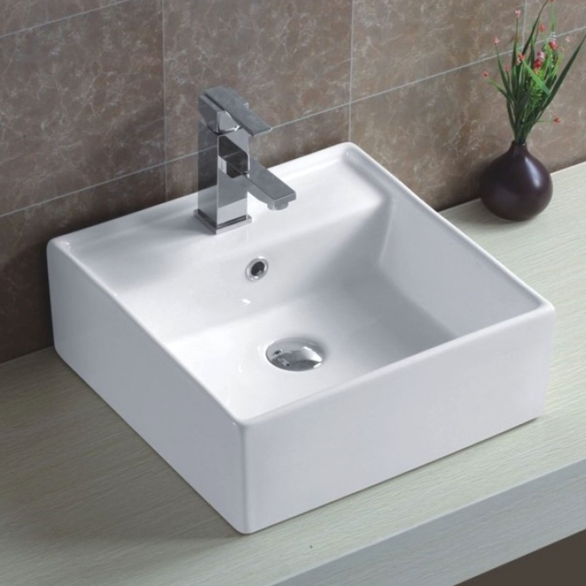 INTER CERAMIC WHITE PORCELAIN BATHROOM WASHBASIN ICB865 42X15X42CM