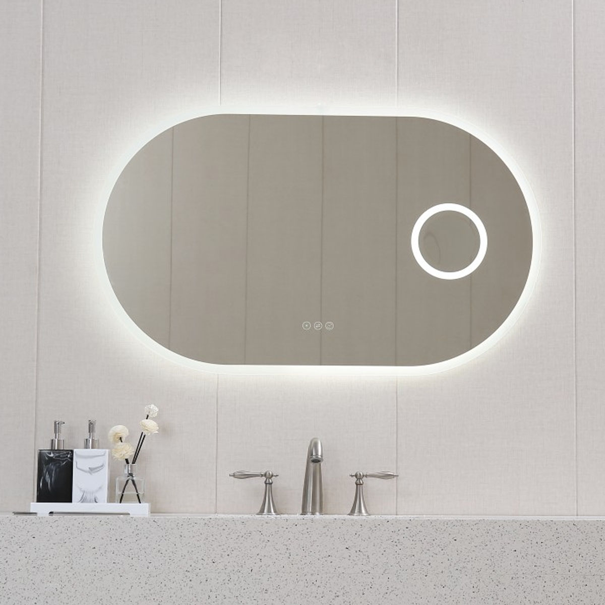 INTER CERAMIC BATHROOM MIRROR WITH LIGHTING OVAL ICL1812 100X60CM