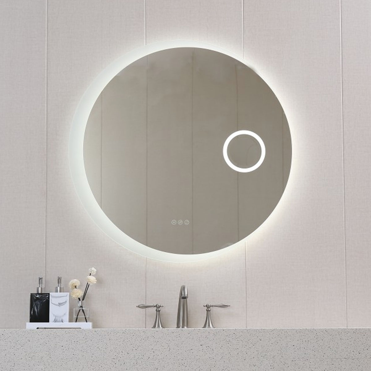 INTER CERAMIC ROUND BATHROOM MIRROR WITH LIGHTING ICL1813 90CM