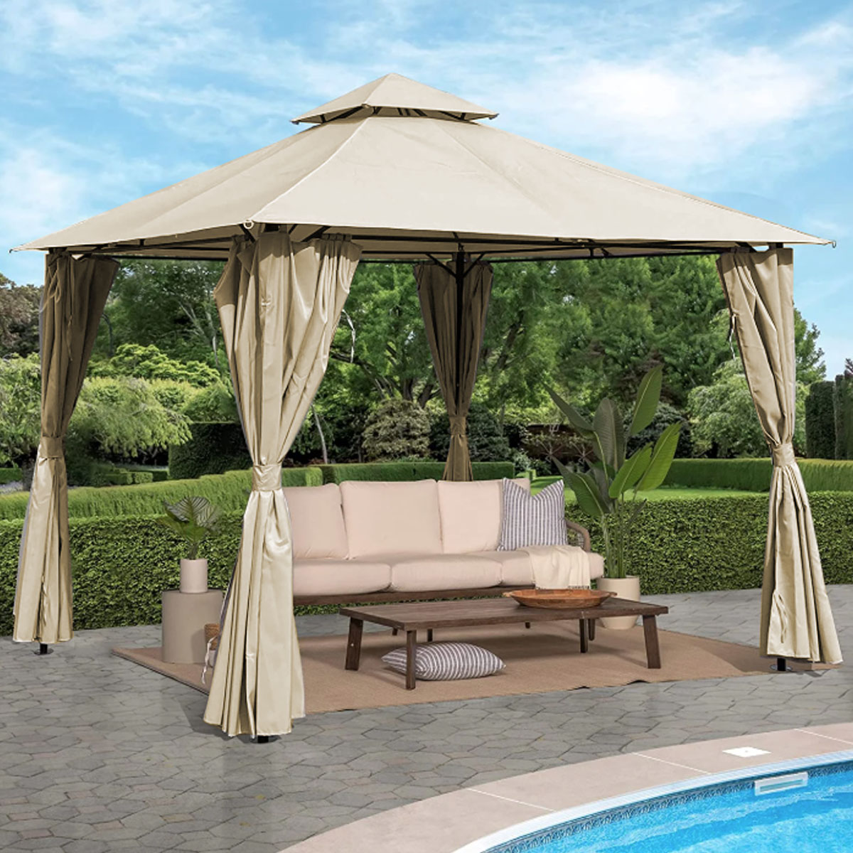 L.H GARDEN GAZEBOO WITH DOUBLE ROOF 3X3M