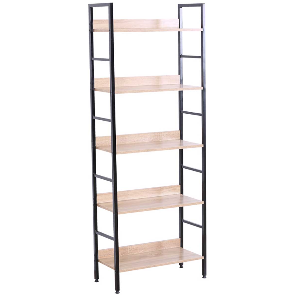 RAMON PAKOWORLD BOOKCASE NATURAL-BLACK METAL 60X25X160CM