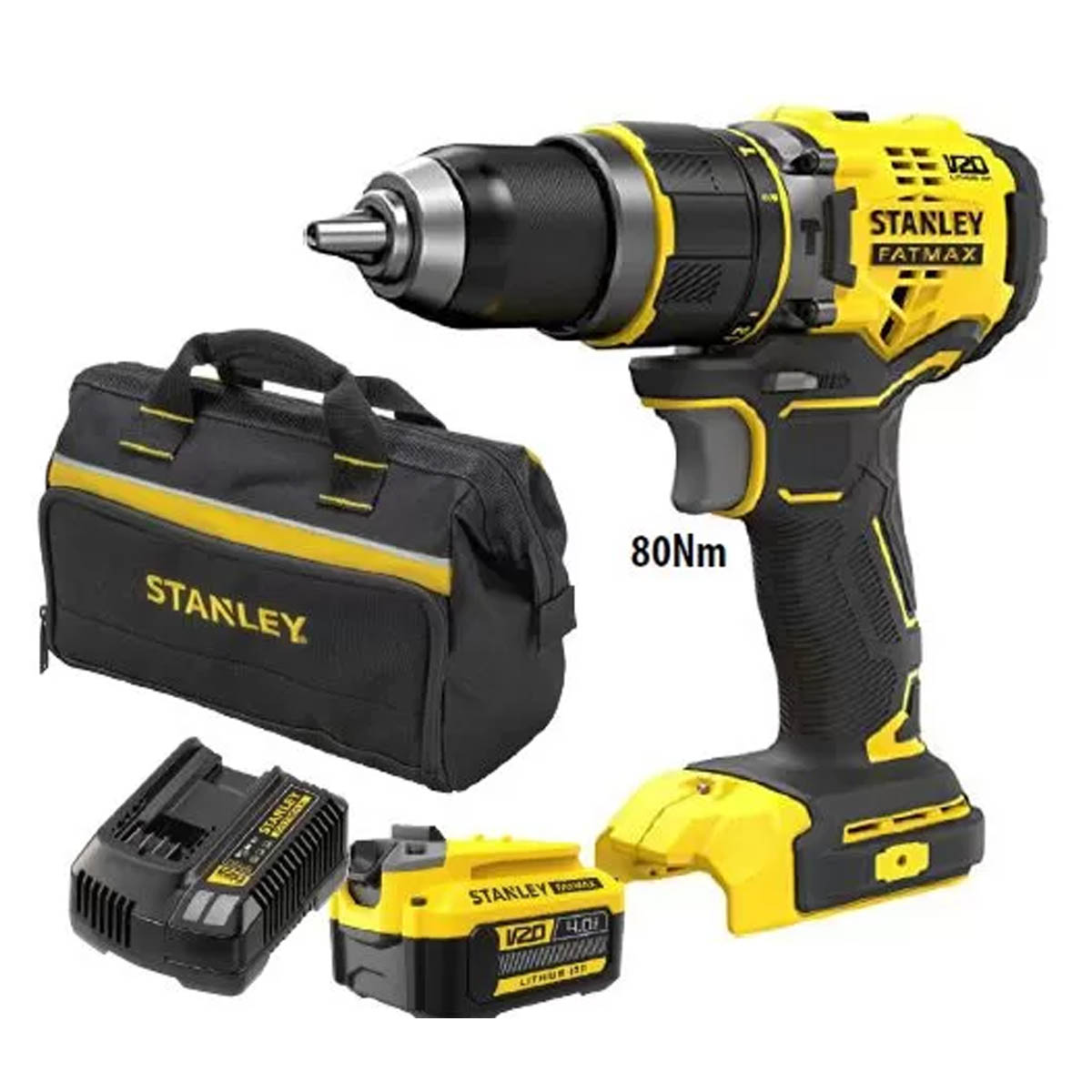 STANLEY -V20 IMPACT DRILL DRIVER 18V 2 SPEED 1X4AH BATTERY, CHARGER & BAG