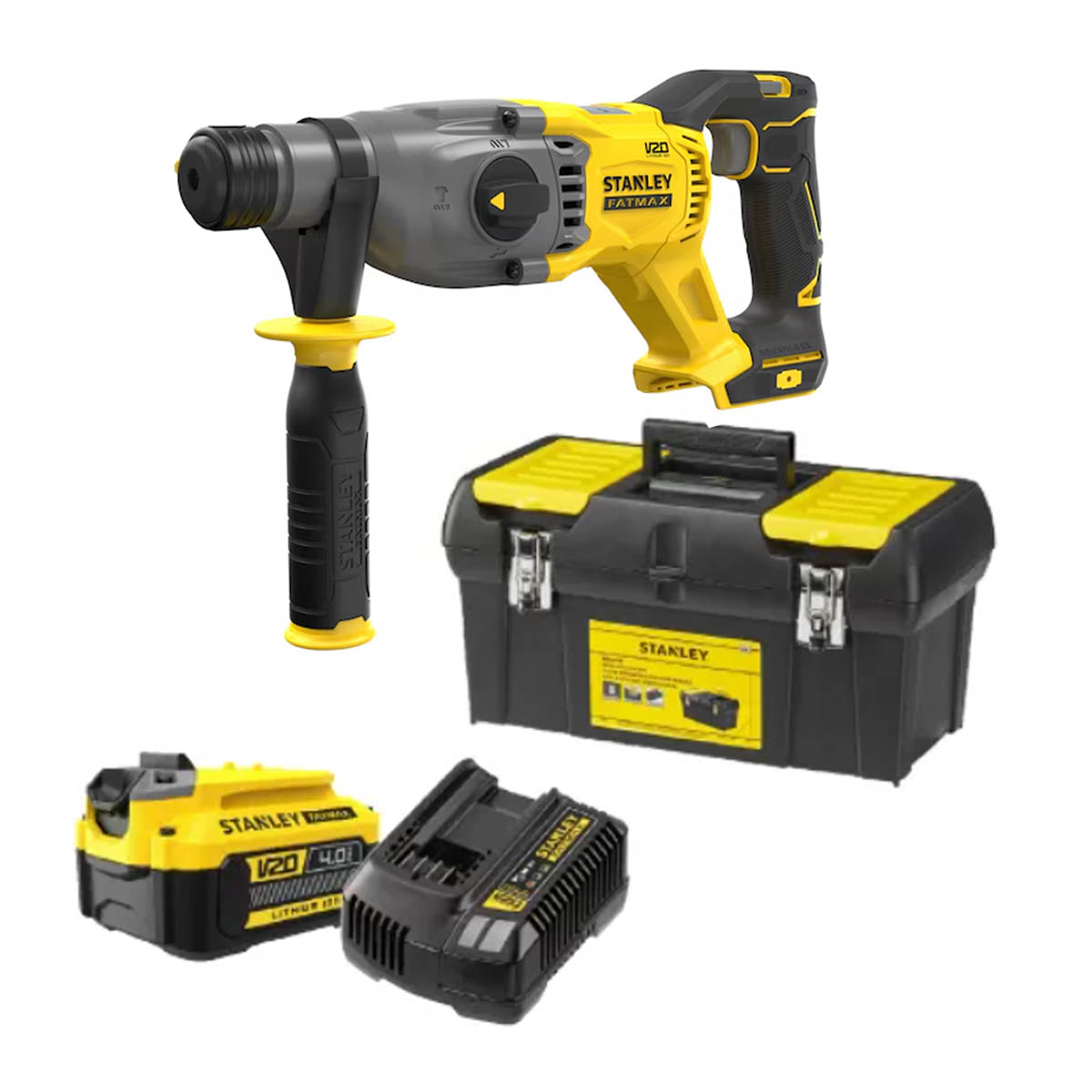 STANLEY V20-BRUSHLESS GUN 2.0J 1X4AH BATTERY, CHARGER & TOOLBOX