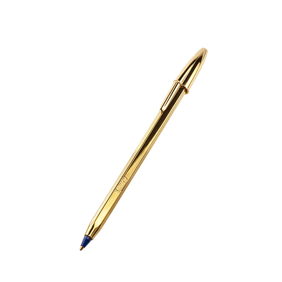 BIC CRISTAL BALLPOINT PEN GOLD BLUE INK