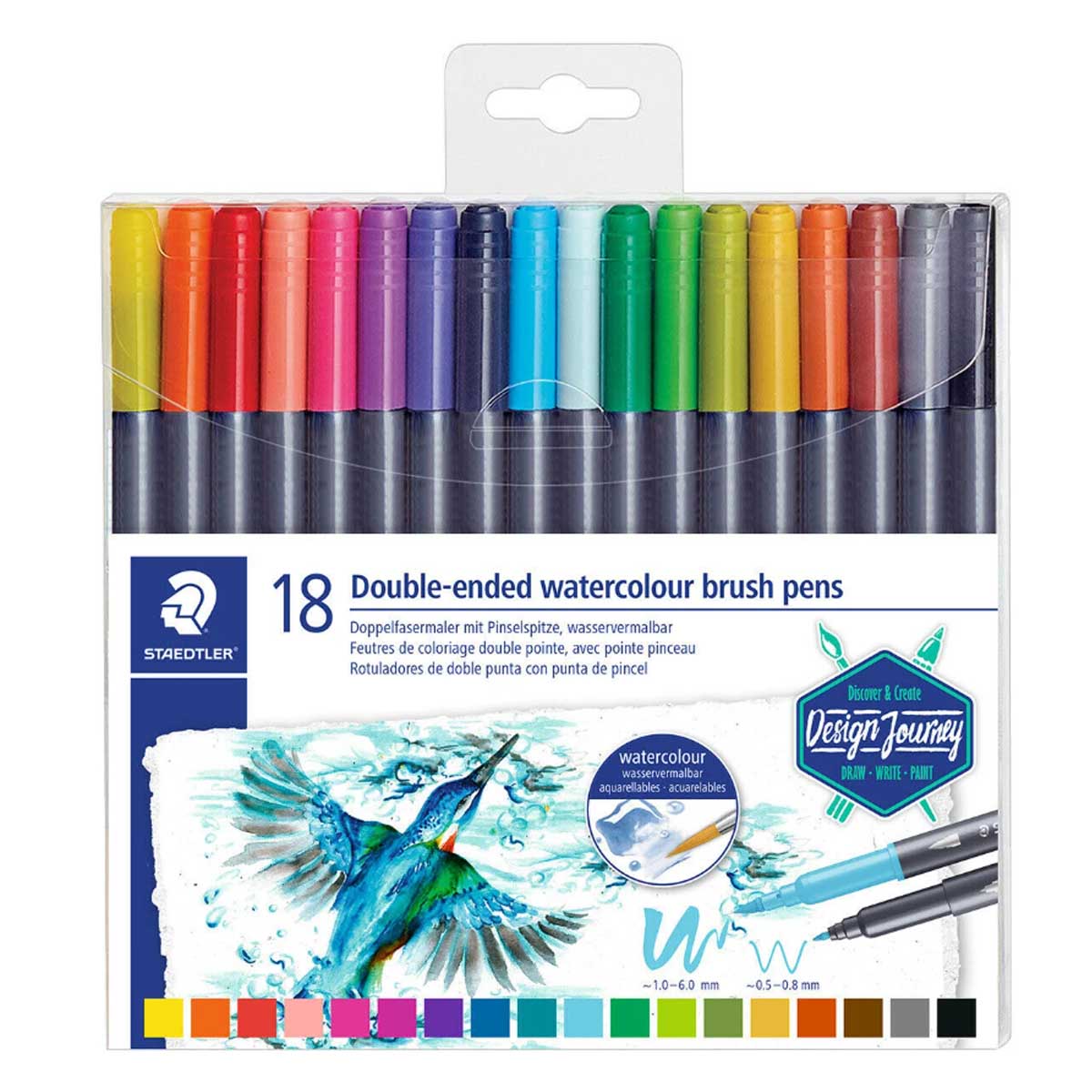 STAEDTLER MARSGRAPHIC 2-TIP ART MARKER WITH CASE 18PCS