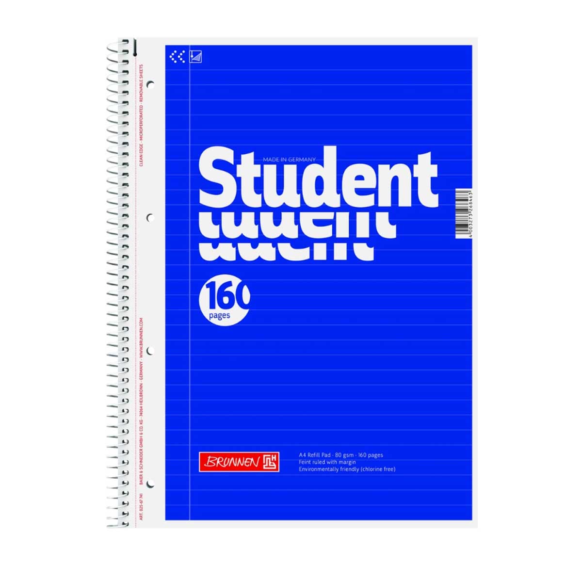 BRUNNEN WRITING NOTEBOOK A4 SPIRAL 80 SHEETS