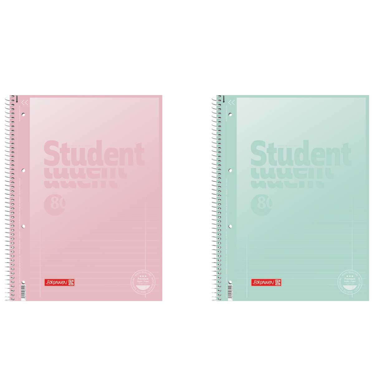 BRUNNEN REFILL WRITING NOTEBOOK A4 SPIRAL 80 SHEETS PINK/GREEN