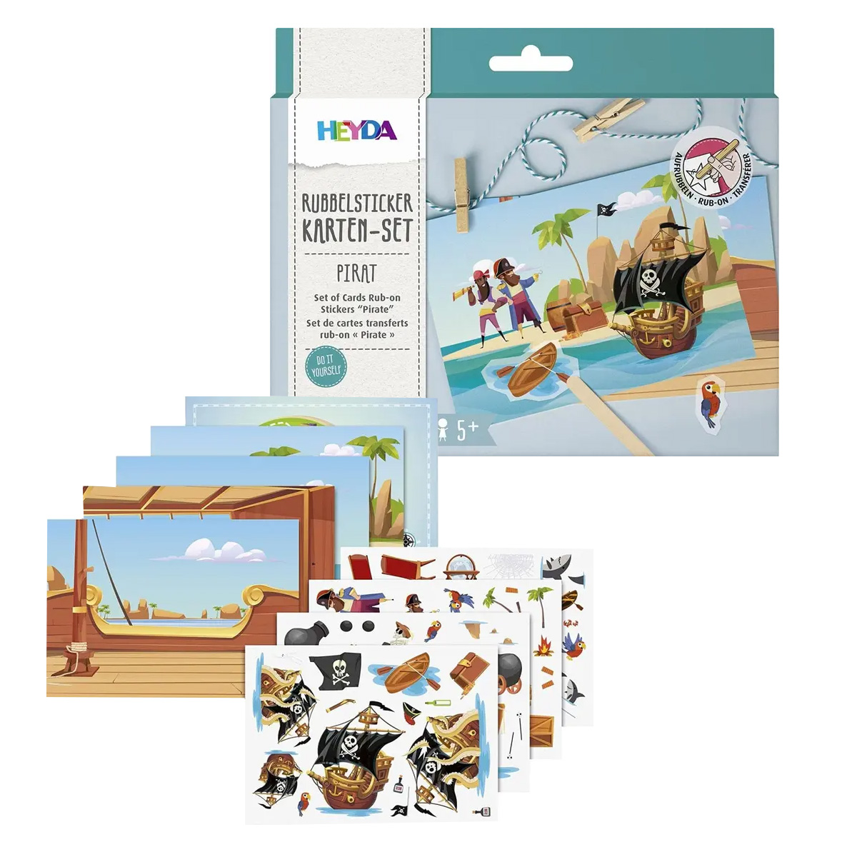 HEYDA STICKERS AND CARDS RUB ON STICKER PIRATES 5Y+