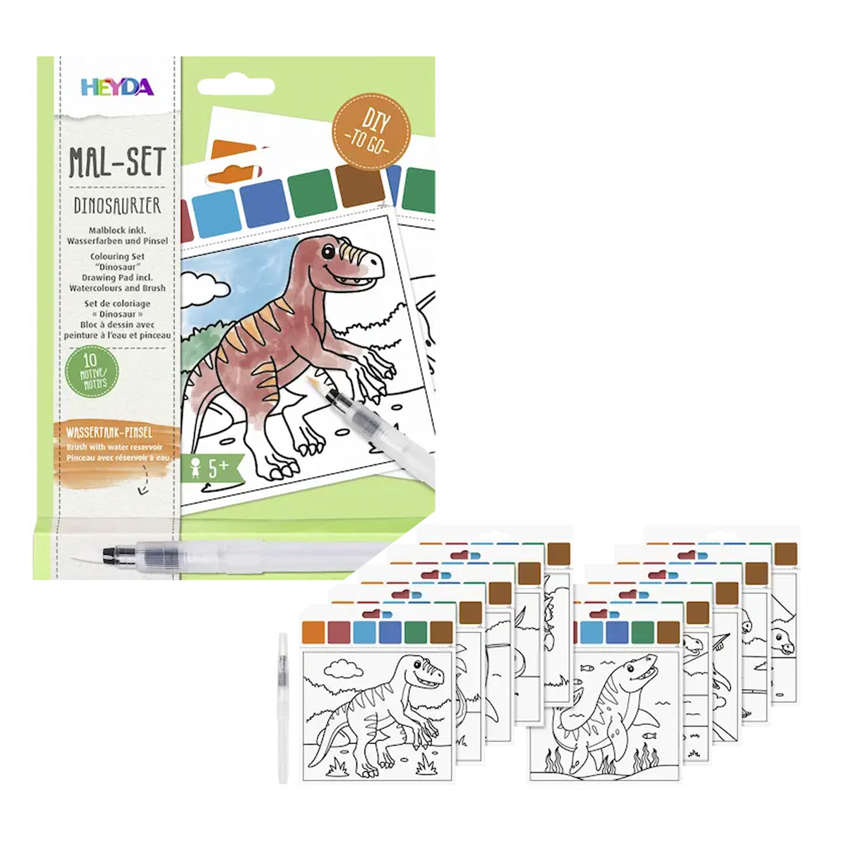 HEYDA WATERCOLOR COLORING SET DINOSAUR 5Y+