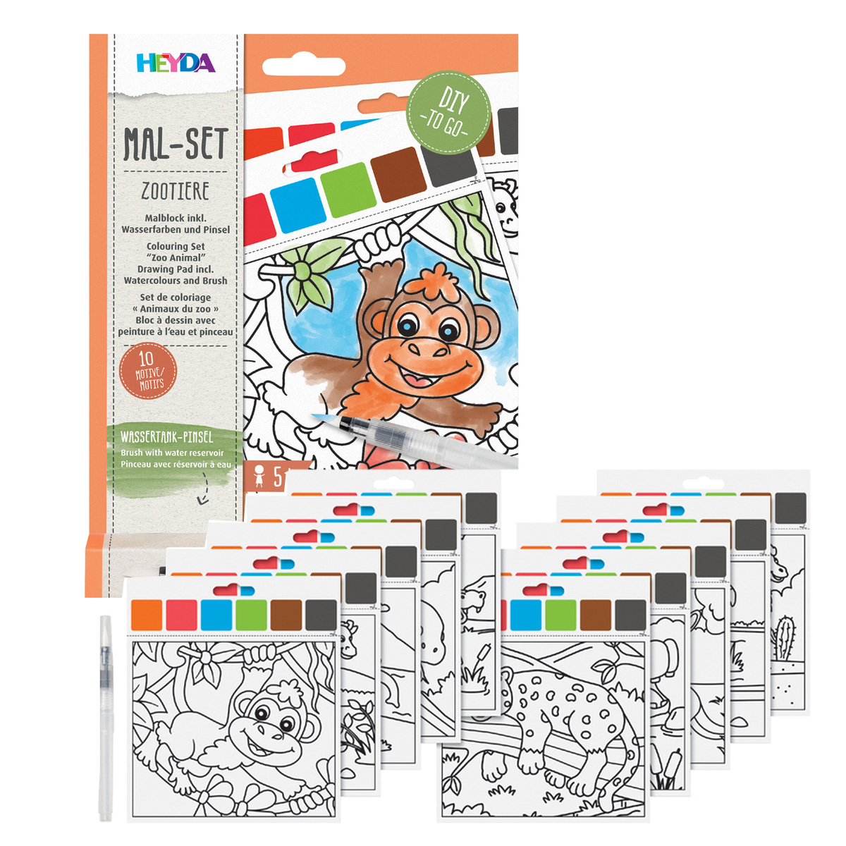 HEYDA WATERCOLOR COLORING SET ANIMALS 5Y+