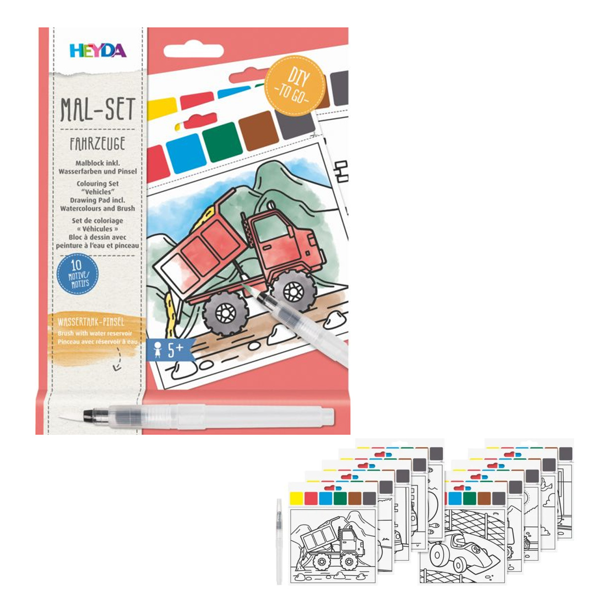 HEYDA WATER-BASED COLORING SET CAR 5Y+