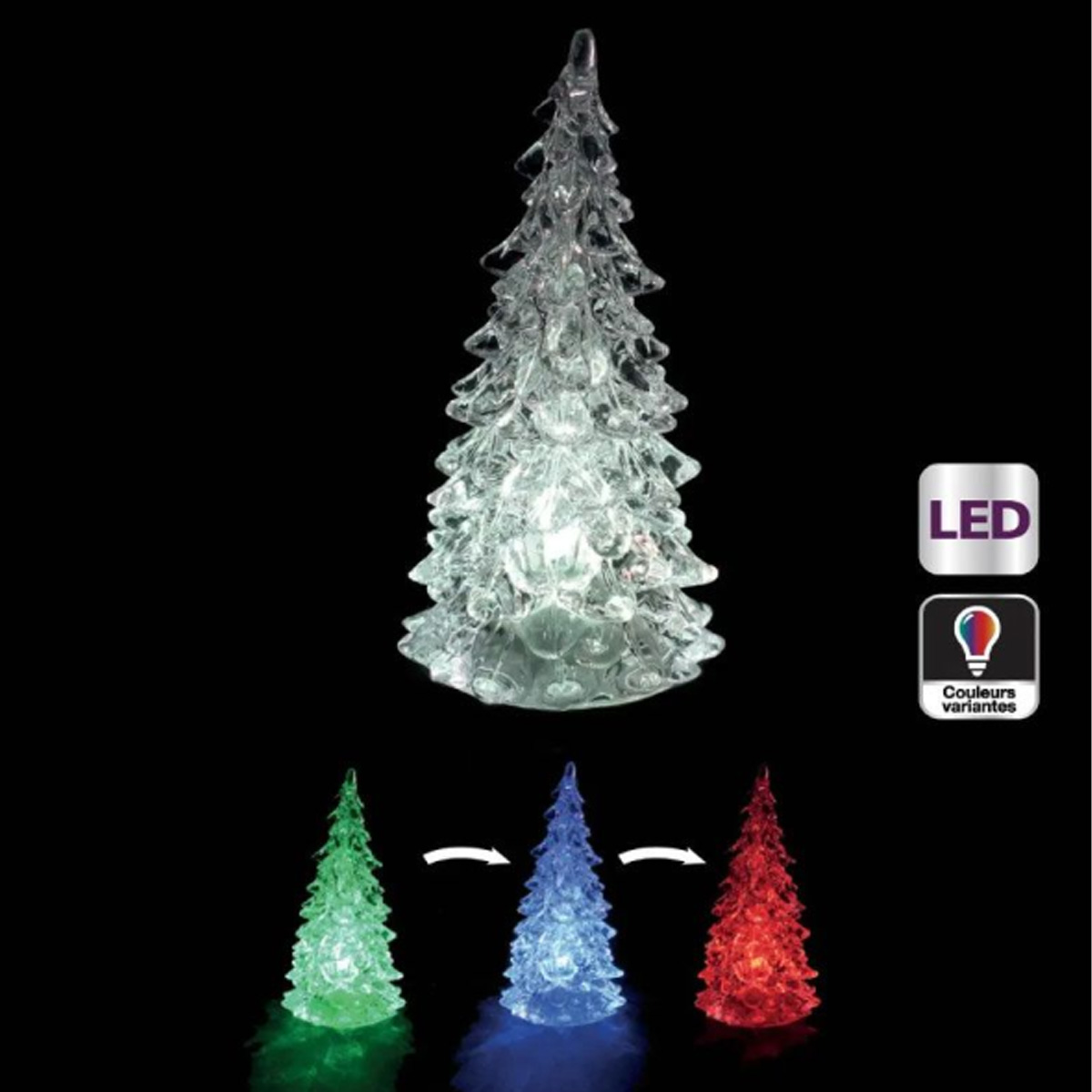 CHRISTMAS ACRYLIC TREE WITH LIGHT H14CM