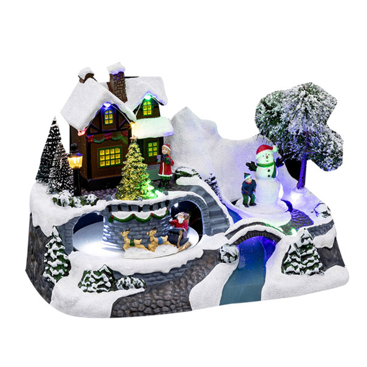 CHRISTMAS VILLAGE WITH LIGHTING AND MOTION