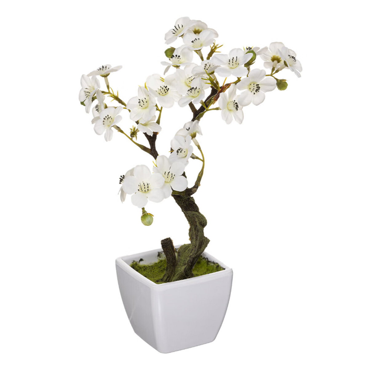 ARTIFICIAL CHERRY PLANT IN WHITE POT H26CM