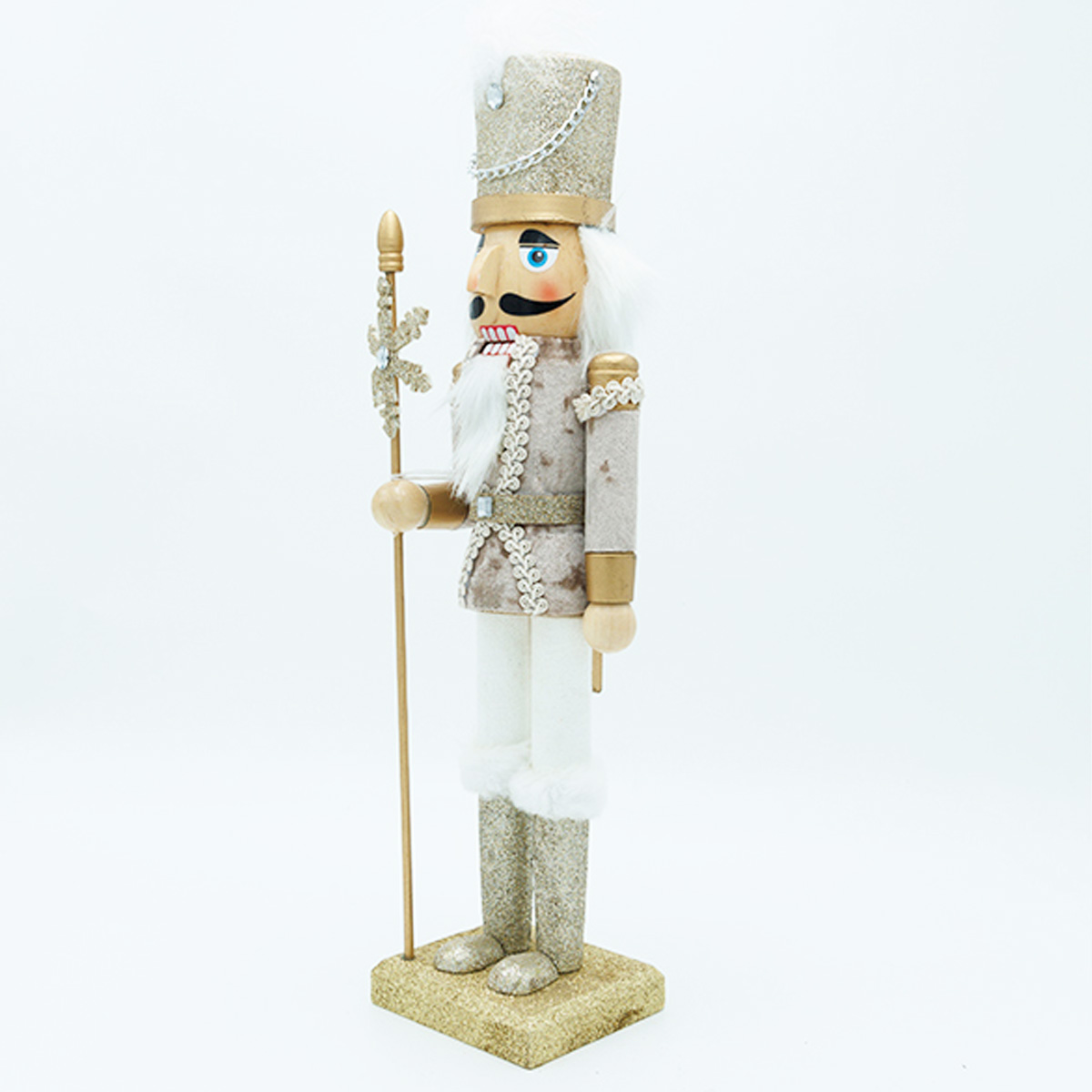 ΧΡΙΣΤΟΥΓΕΝΝΙΑΤΙΚΟΣ ΚΑΡΥΟΘΡΑΥΣΤΗΣ, ΛΕΥΚΟΣ ΣΑΜΠΑΝΙ, ΜΕ ΣΚΗΠΤΡΟ ΚΑΙ ΝΙΦΑΔΑ, 10X38CM