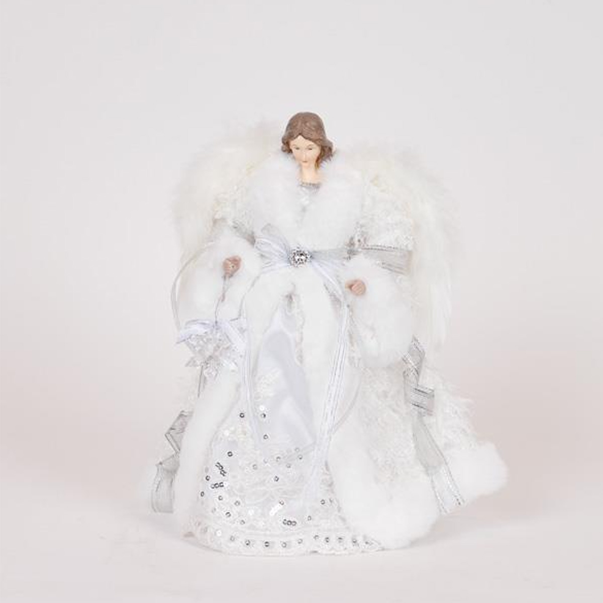 ΧΡΙΣΤΟΥΓΕΝΝΙΑΤΙΚΗ ΝΕΡΑΙΔΑ, ΜΕ ΛΕΥΚΟ ΦΟΡΕΜΑ ΚΑΙ ΧΙΟΝΟΝΙΦΑΔΕΣ, 30CM