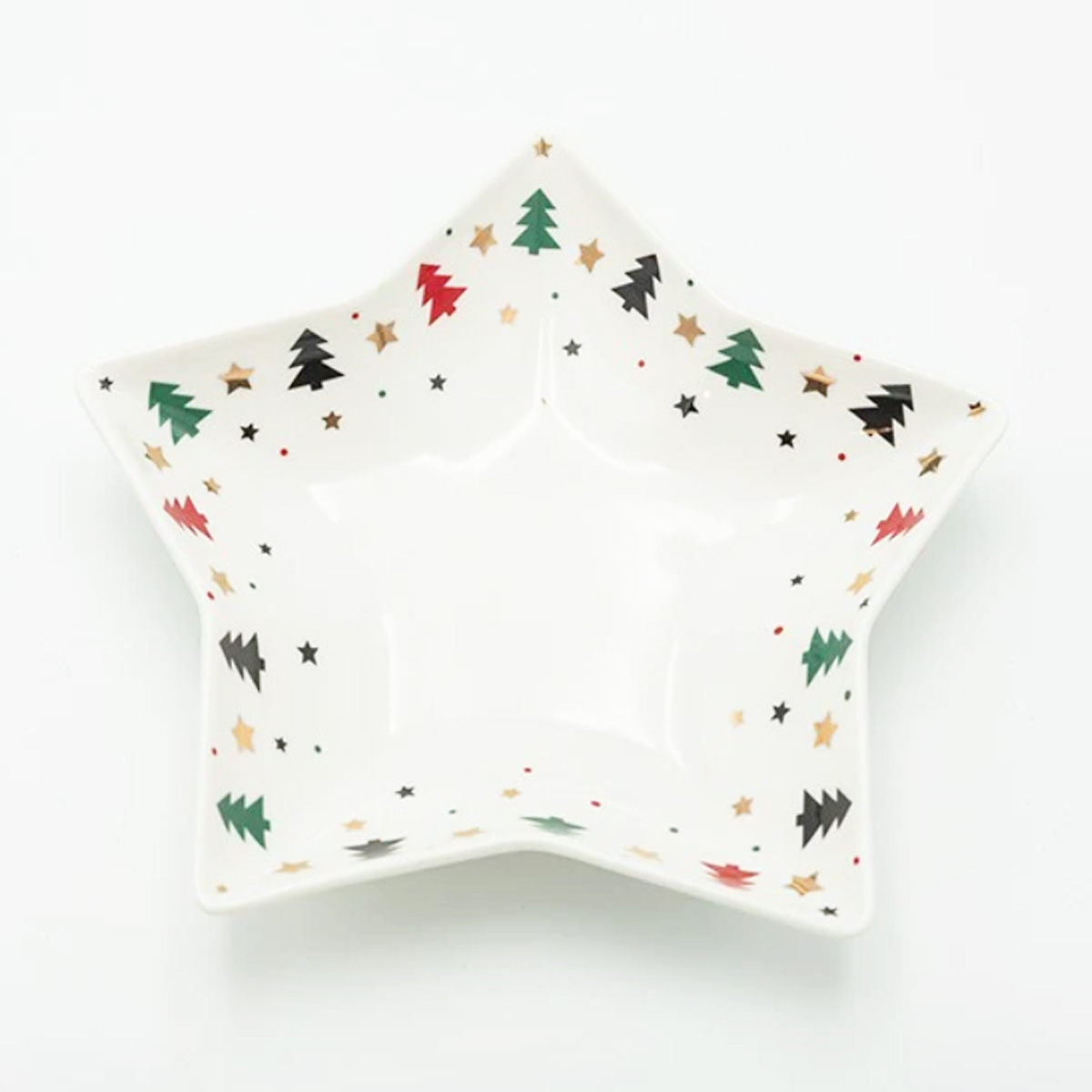 CHRISTMAS PLATE STAR WITH COLORFUL TREES 25CM