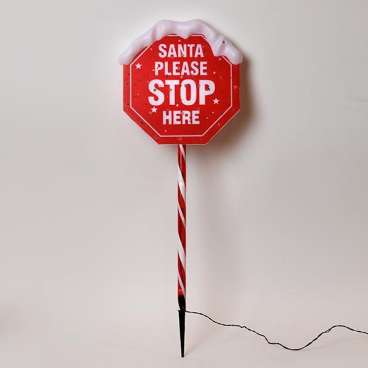 ΠΛΑΣΤΙΚΗ ΠΙΝΑΚΙΔΑ ΑΓΙΟΣ ΒΑΣΙΛΗΣ STOP 81CM, Φ31CM, ΗΛΙΑΚΟ ΠΑΝΕΛ ΜΕ ΑΙΣΘΗΤΗΡΑ ΦΩΤΟΣ, 34 ΘΕΡΜΑ ΛΕΥΚΑ LED, ΠΡΟΕΚΤΑΣΗ ΠΑΡΟΧΗΣ 1M, IP44