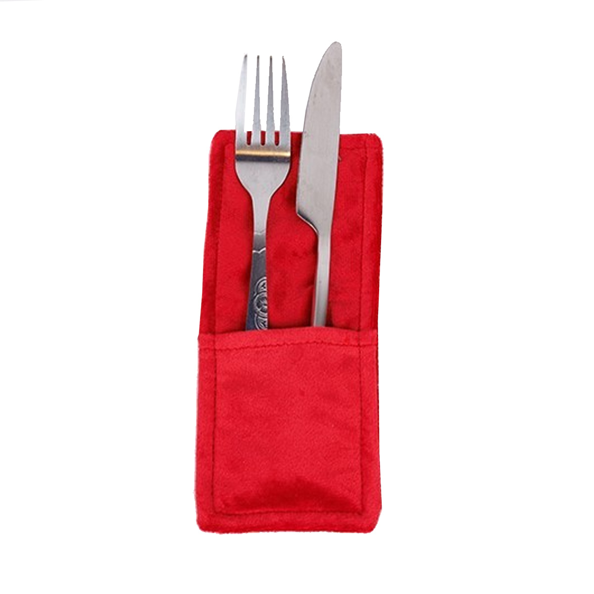 CHRISTMAS CUTLERY CASE RED 12X14.5CM