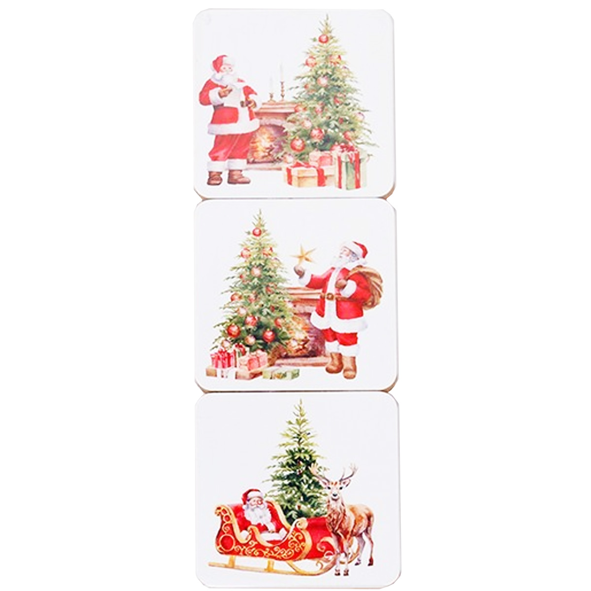 CHRISTMAS COASTER WITH SANTA CLAUS, SET OF 6PCS, 9.5X9.5X0.47CM