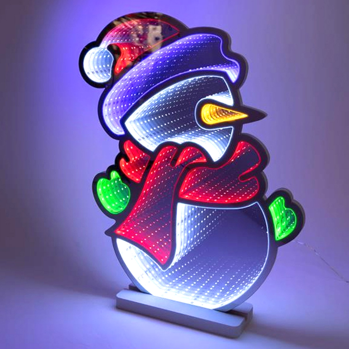 CHRISTMAS DECORATIVE ORNAMENT GLASS MIRROR SNOWMAN - Image 2