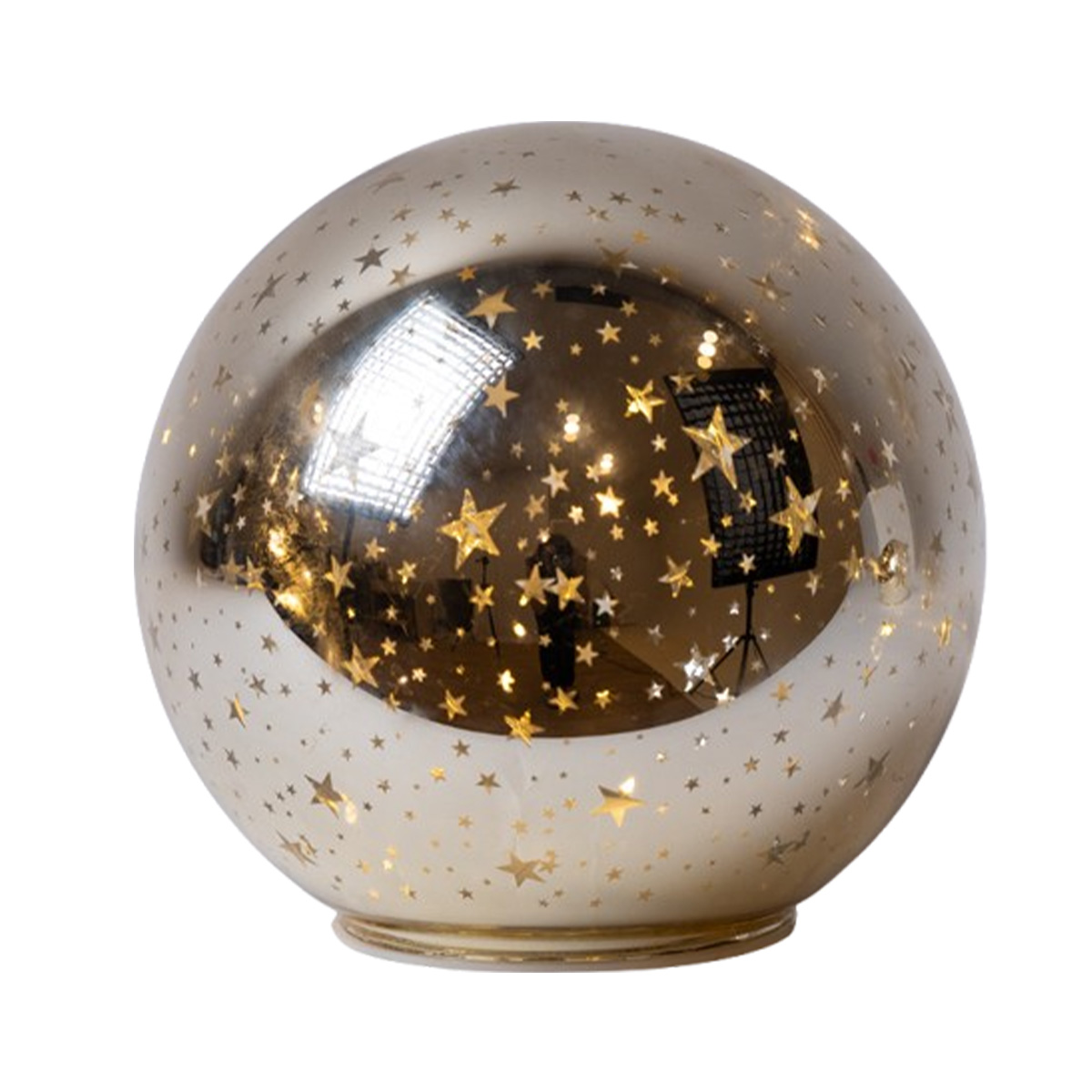 ΧΡΙΣΤΟΥΓΕΝΝΙΑΤΙΚΗ ΔΙΑΚΟΣΜΗΤΙΚΗ ΜΠΑΛΑ ΦΩΤΙΖΟΜΕΝΗ ΜΕ ΑΣΤΕΡΑΚΙΑ ΧΡΥΣΗ 15CM
