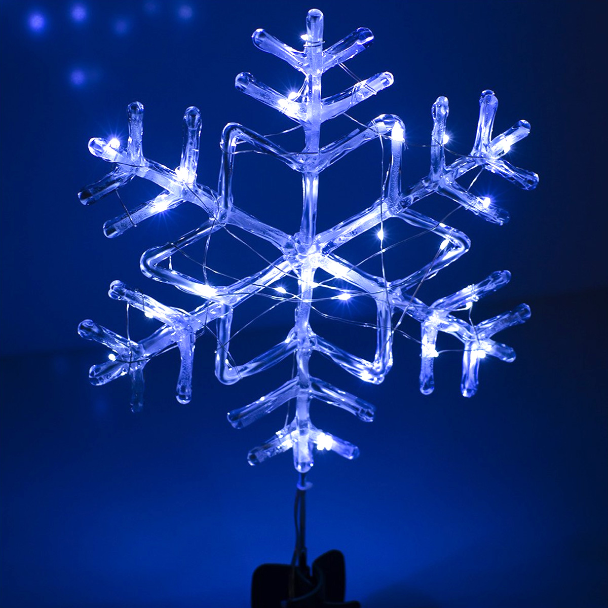 ΧΡΙΣΤΟΥΓΕΝΝΙΑΤΙΚΟ ΑΣΤΕΡΙ ΧΙΟΝΟΝΙΦΑΔΑ ΚΟΡΥΦΗΣ ΜΕ LED ΦΩΤΙΣΜΟ 28CM ΑΣΠΡΟ - Image 2