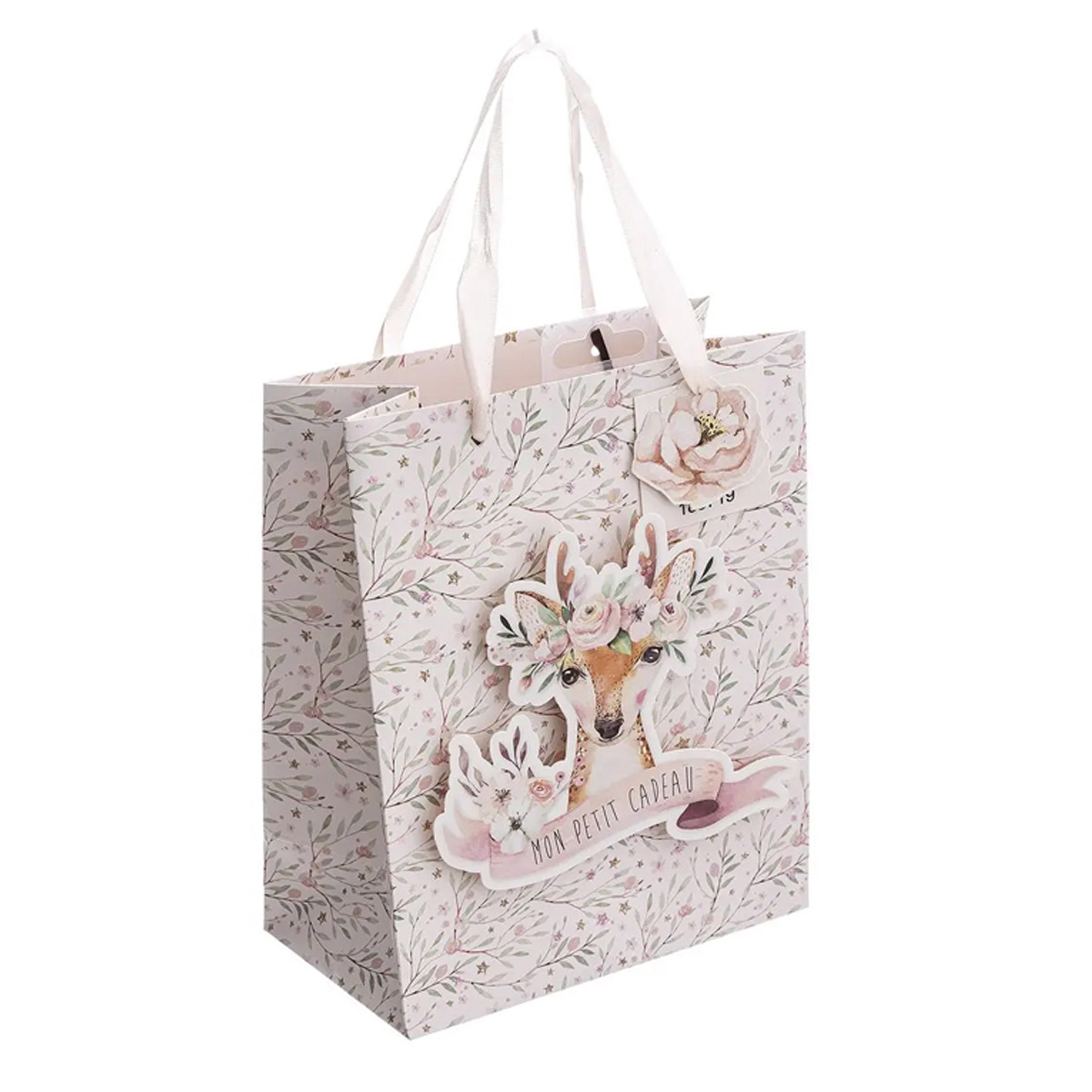 CHRISTMAS GIFT BAG WITH DEER 18X10X23CM