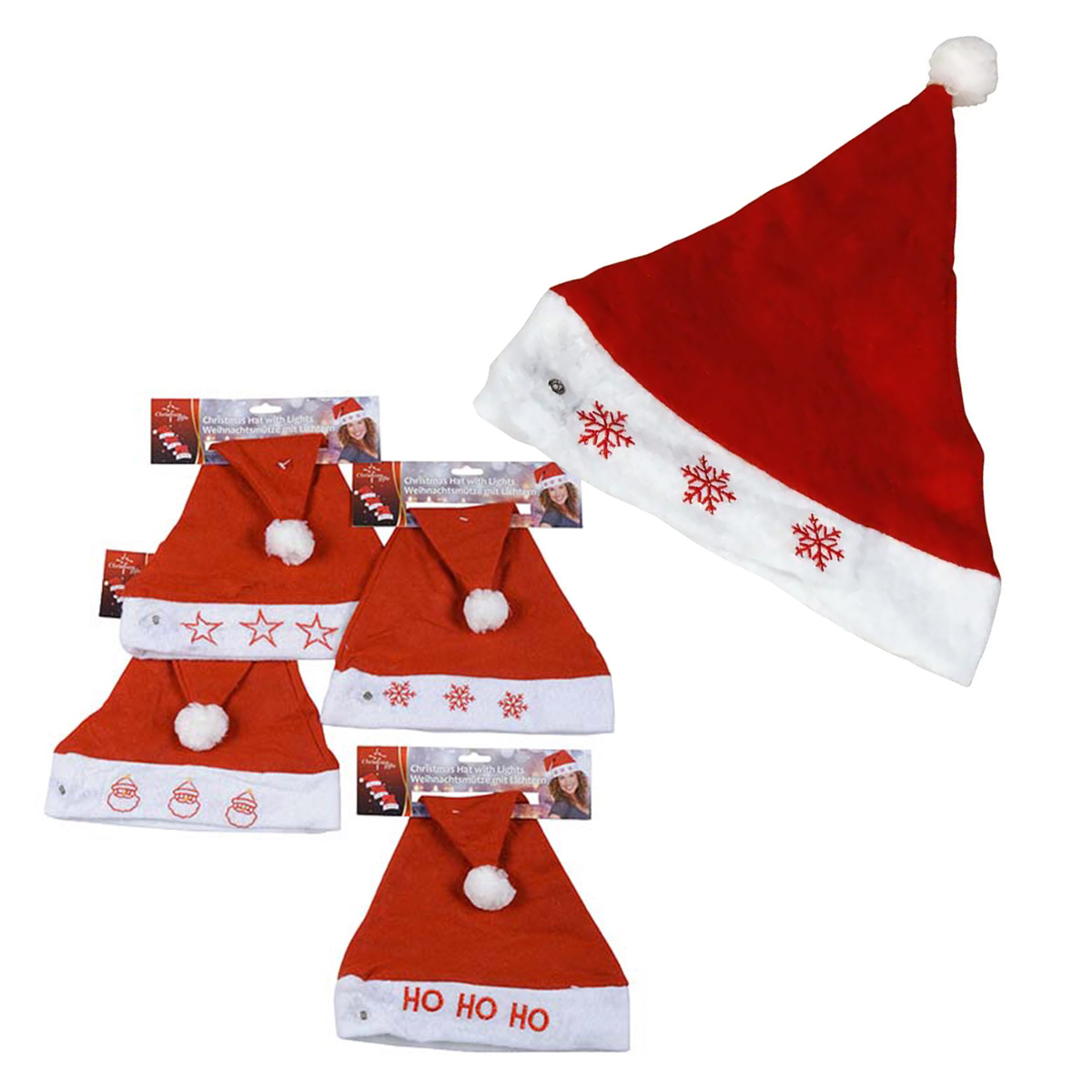 RED SANTA CLAUS HAT WITH LIGHTS