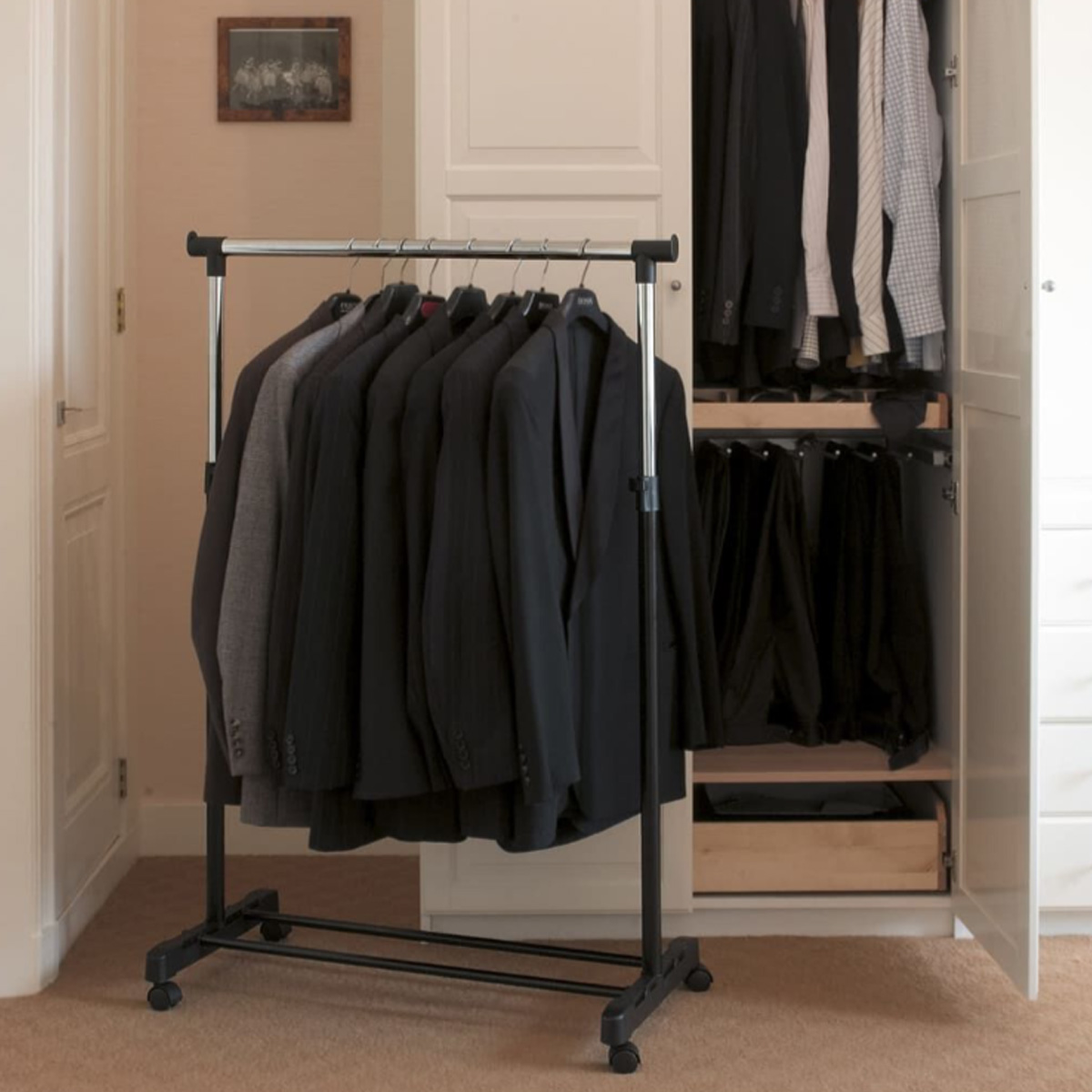 CLOTHING RACK ADJUSTABLE HEIGHT BLACK AND CROME - Image 3