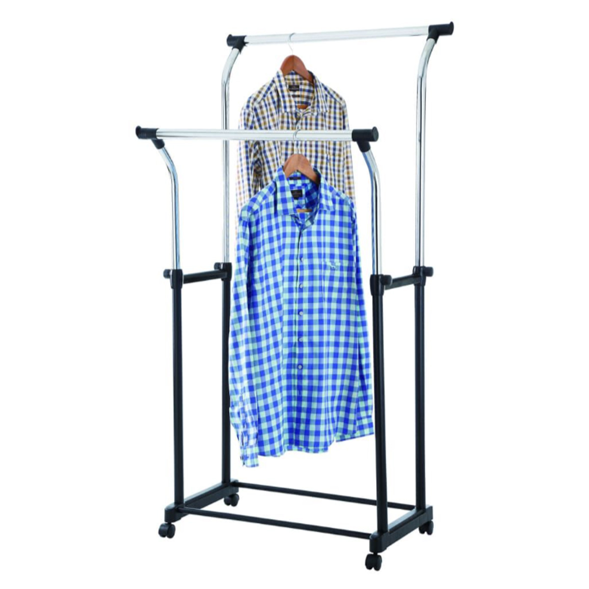 CLOTHING RACK ADJUSTABLE HEIGHT DOUBLE BLACK AND CHROME - Image 2