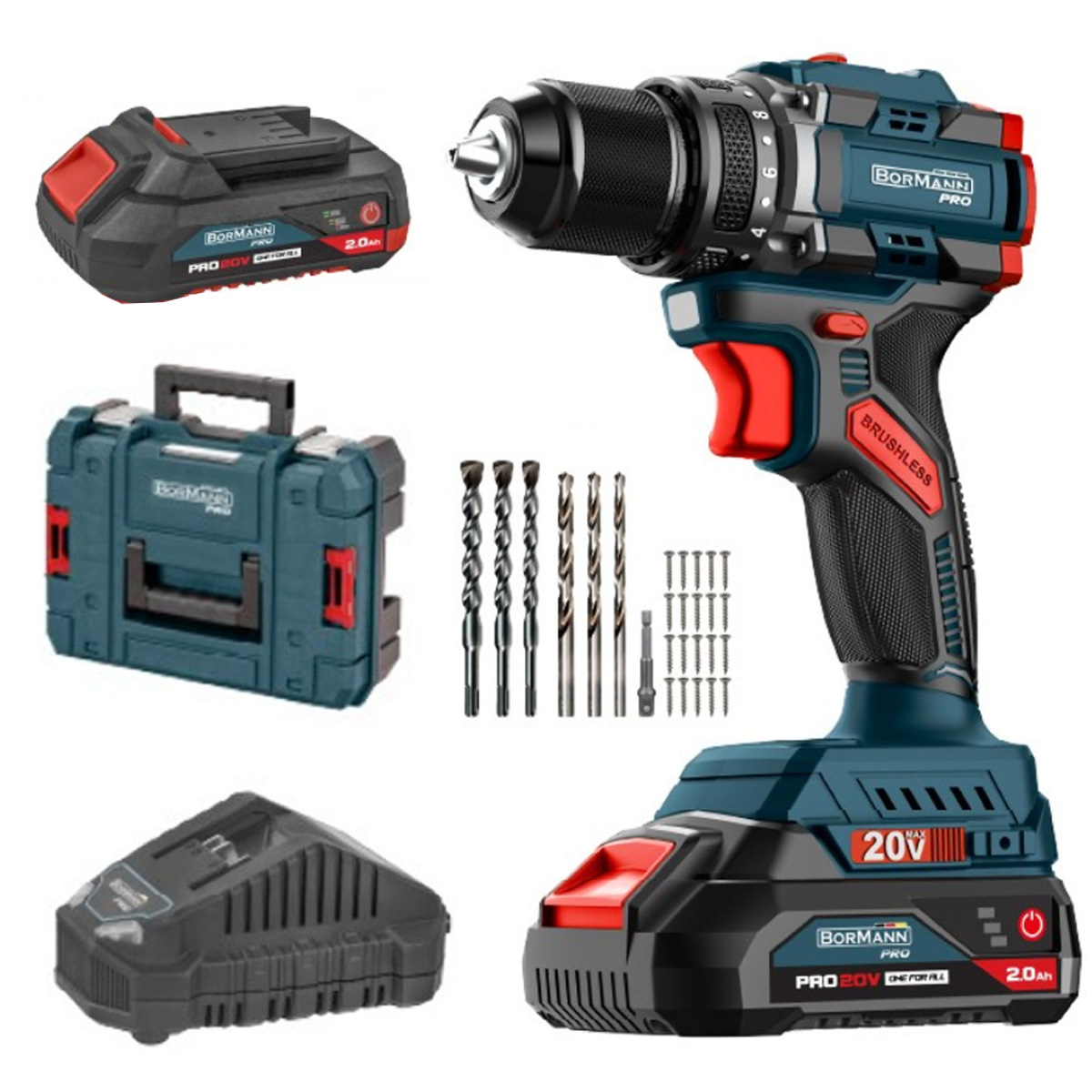 BORMANN PRO BRUSHLESS COMPACT BRUSHLESS IMPACT DRILL DRIVER 20V 2X2AH BBP5401X22CA