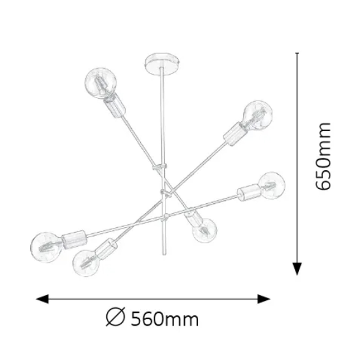 LANNY CEILING LAMP WITH 6 LAMPS METAL FRAME BLACK WITH GOLD - Image 2