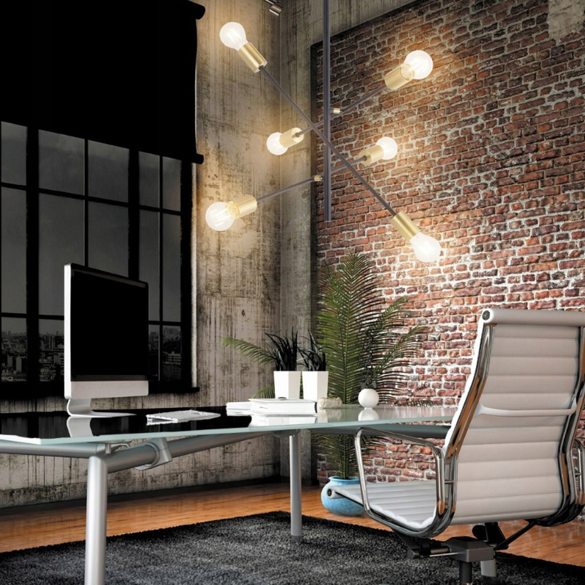 LANNY CEILING LAMP WITH 6 LAMPS METAL FRAME BLACK WITH GOLD - Image 3