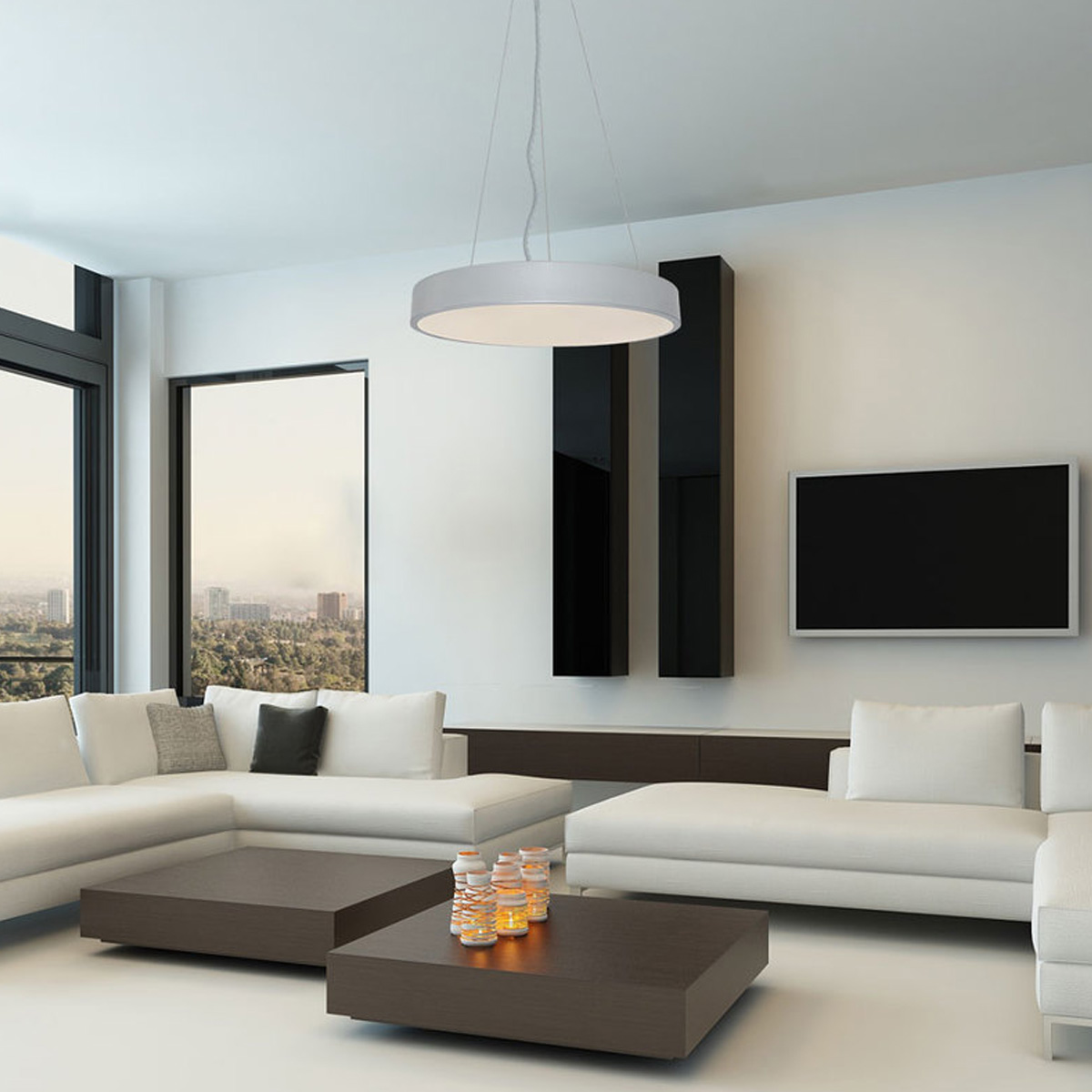 TESIA HANGING CEILING LIGHT LED 36W D40CM SILVER - Image 3